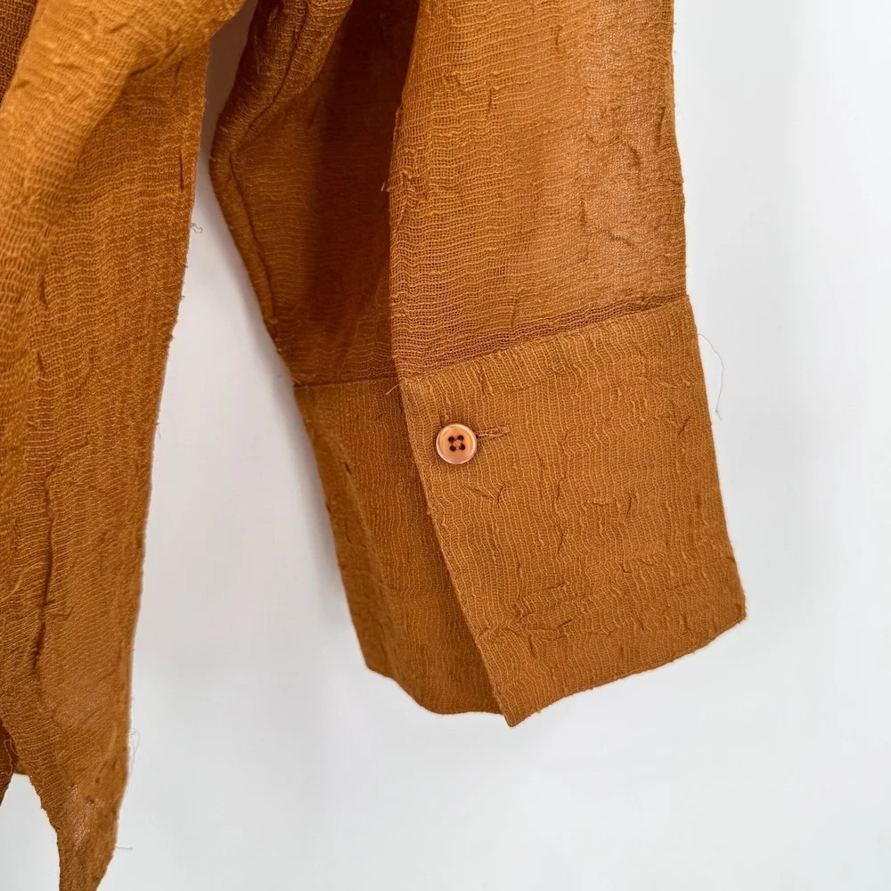 Coldwater Creek‎ Amber Sheer 3/4 Sleeve Textured Button Up Blouse Women's XL - Picture 10 of 13